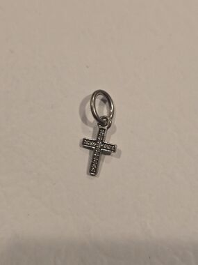 Pandora Silver Cross Charm with Pavé Stones